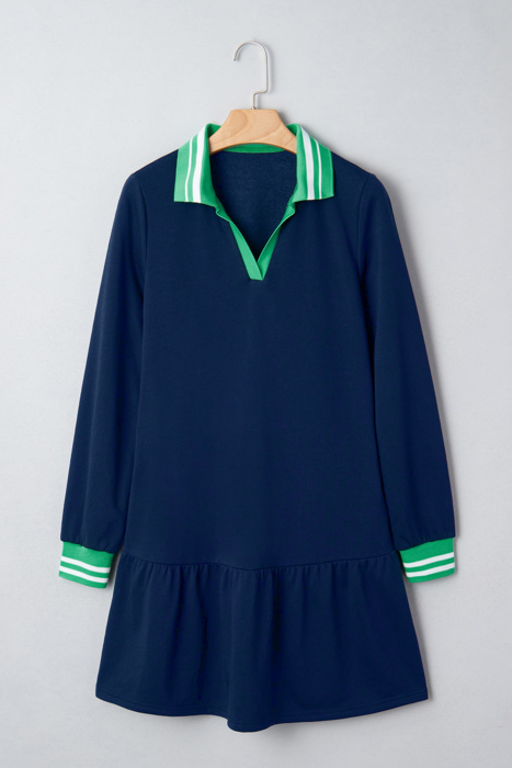 Navy Prep Ruffle Polo Mini Dress