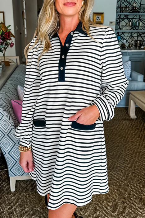 Monochrome Breton Polo Dress