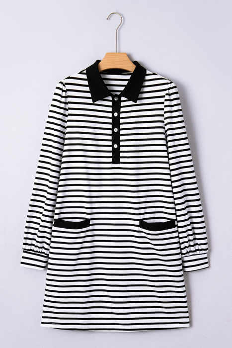 Monochrome Breton Polo Dress