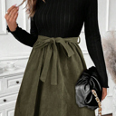  Olive Grace Knit Belted A-Line Dress