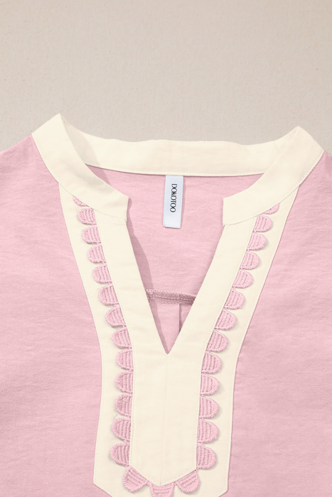 Blush Scallop Trim Mini Dress