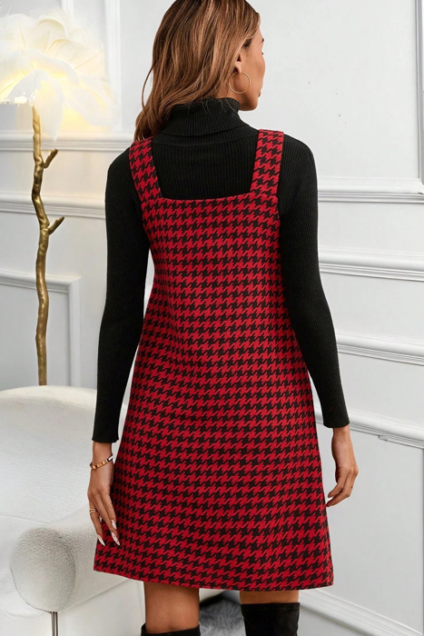 Midnight Houndstooth Holiday Jumper Dress