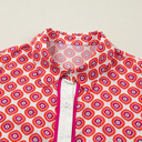  Coral Medallion Ruffle Shirt Dress