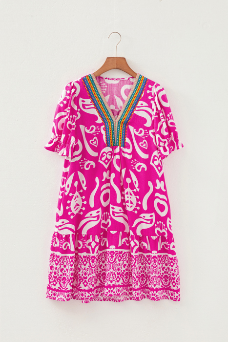 Hot Pink Ikat Heart Mini Dress