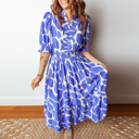  Azure Whimsy Smocked Midi Dress