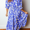  Azure Whimsy Smocked Midi Dress