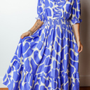  Azure Whimsy Smocked Midi Dress
