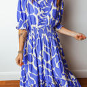  Azure Whimsy Smocked Midi Dress