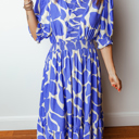 Azure Whimsy Smocked Midi Dress