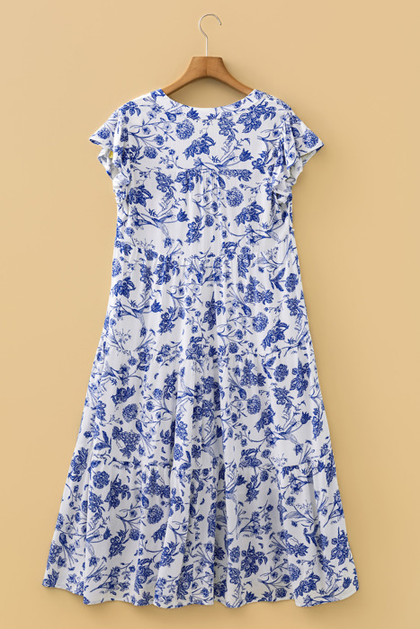 Blue Willow Breeze Tiered Midi Dress