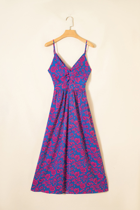 Vivid Floral Twist Maxi Dress