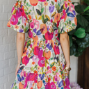  Watercolor Garden Puff Mini Dress