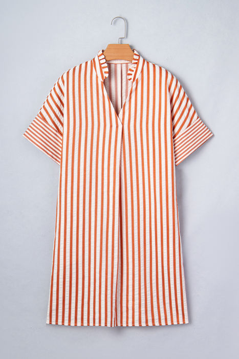 Caramel Coast Seersucker Shift Dress