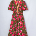  Olive Blossom Charm Midi Dress