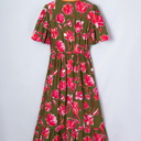  Olive Blossom Charm Midi Dress