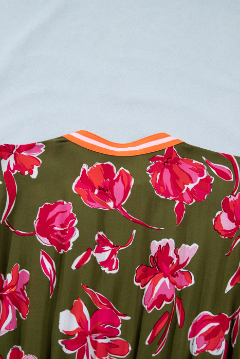 Olive Blossom Charm Midi Dress