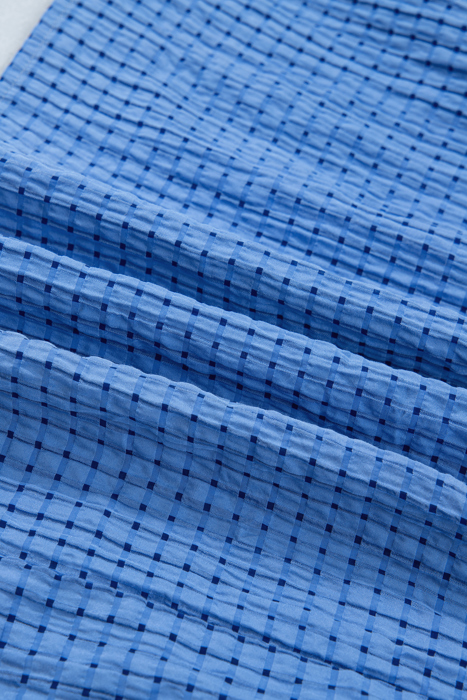 Sky Gingham Tie-Sleeve Midi Dress