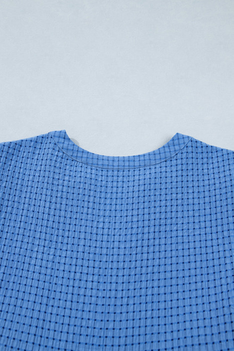 Sky Gingham Tie-Sleeve Midi Dress
