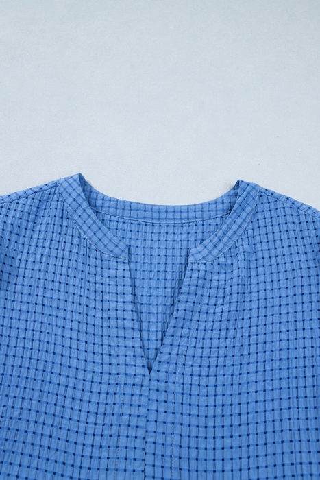 Sky Gingham Tie-Sleeve Midi Dress