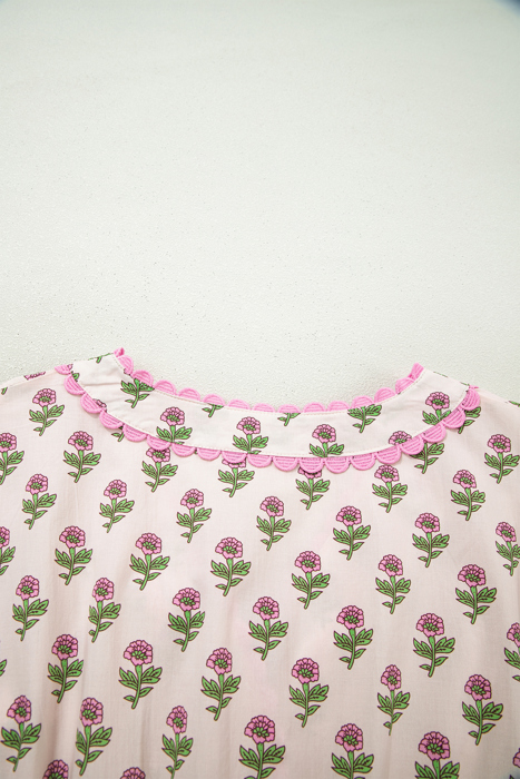 Blushing Meadow Scallop Midi Dress