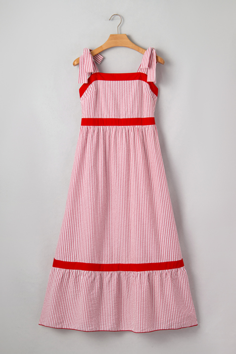 Cherry Coastline Tie-Shoulder Maxi Dress