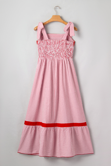 Cherry Coastline Tie-Shoulder Maxi Dress