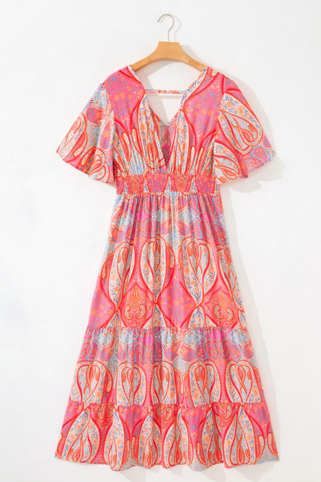 Santorini Sunset Paisley Maxi Dress