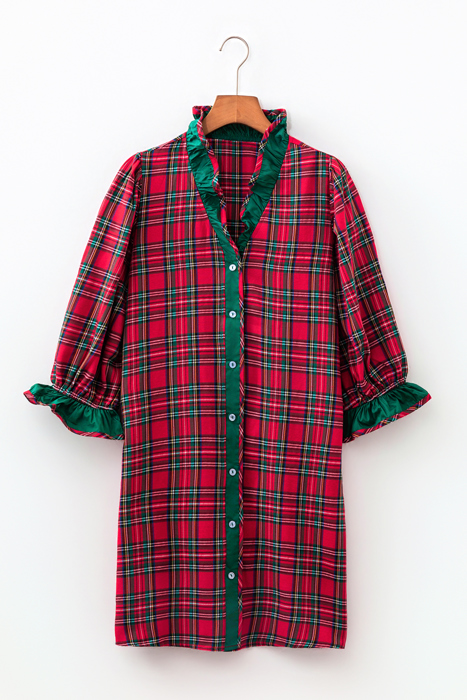 Holly Manor Plaid Ruffle Shirt Dress