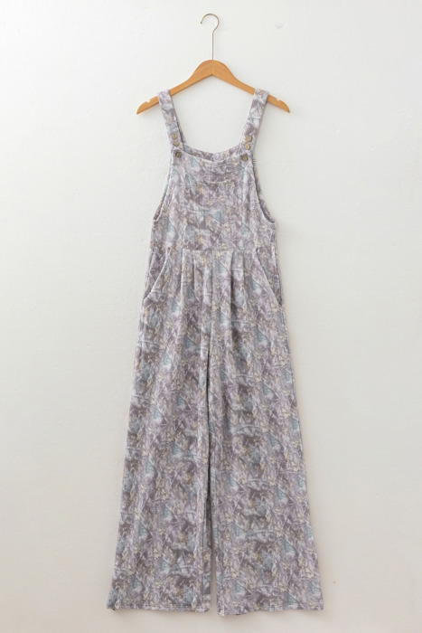 Willow Mist Textured Floral Overalls