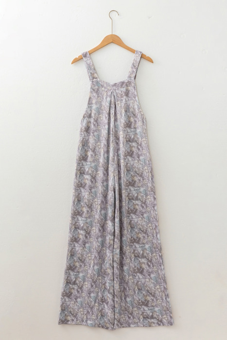 Willow Mist Textured Floral Overalls