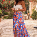  Sunset Bloom Tiered Maxi Skirt