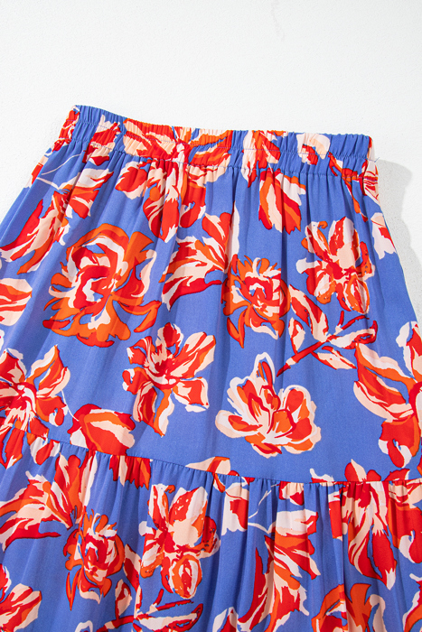 Sunset Bloom Tiered Maxi Skirt