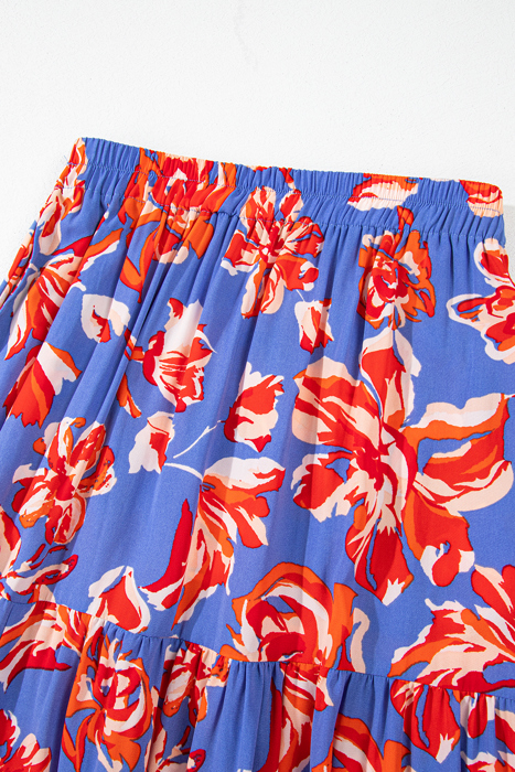 Sunset Bloom Tiered Maxi Skirt