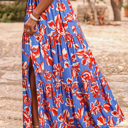  Sunset Bloom Tiered Maxi Skirt