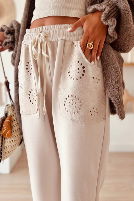 Ivory Bloom Eyelet Joggers