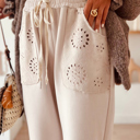  Ivory Bloom Eyelet Joggers