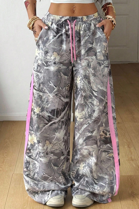 Pink Trail Camo Wide Leg Pants