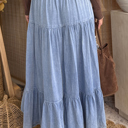  Prairie Breeze Tiered Denim Maxi Skirt
