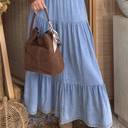  Prairie Breeze Tiered Denim Maxi Skirt