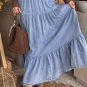  Prairie Breeze Tiered Denim Maxi Skirt