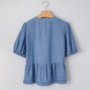  Denim Bow Peplum Top