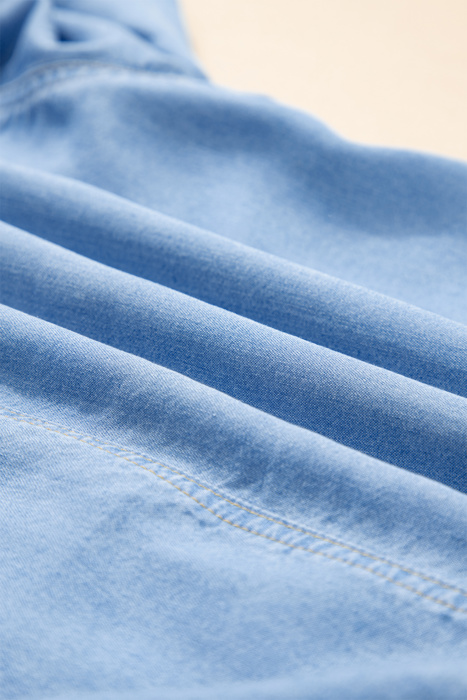 Ruffled Chambray Peplum Shirt