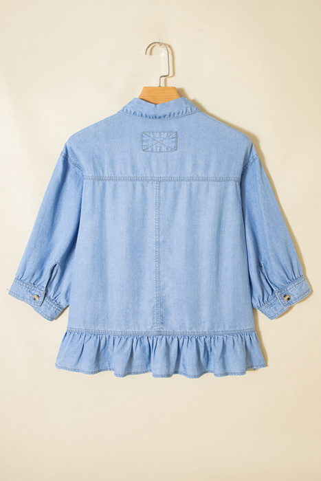 Ruffled Chambray Peplum Shirt