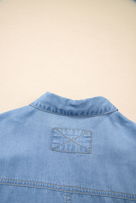Ruffled Chambray Peplum Shirt