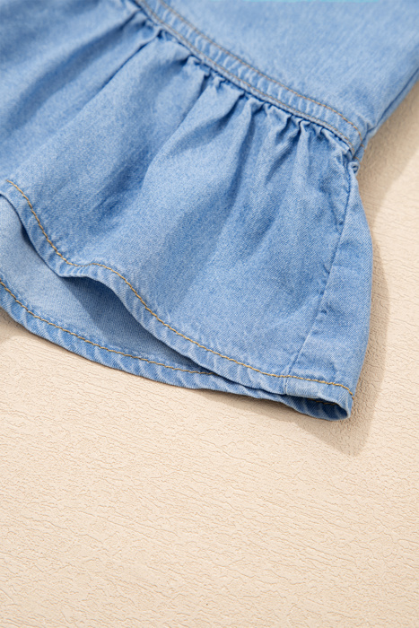 Ruffled Chambray Peplum Shirt