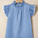  Denim Dream Ruffle Flutter Top