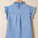  Denim Dream Ruffle Flutter Top