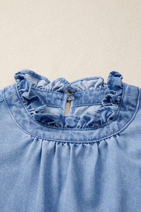Denim Dream Ruffle Flutter Top