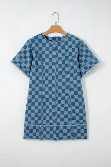 Denim Checkboard Breeze Shift Dress