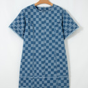  Denim Checkboard Breeze Shift Dress